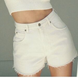 Rolla's Mirage Denim Shorts in White Salt Cut Off Frayed Hem Size 26